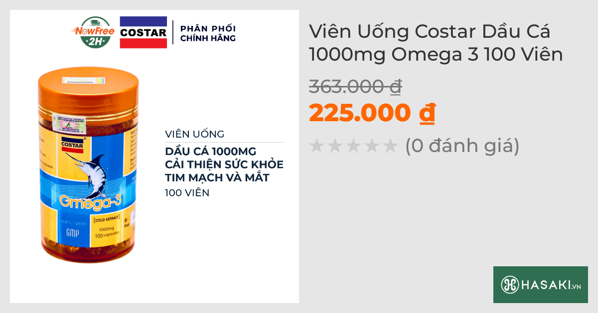 Viên Uống Costar Dầu Cá 1000mg Omega 3 100 Viên