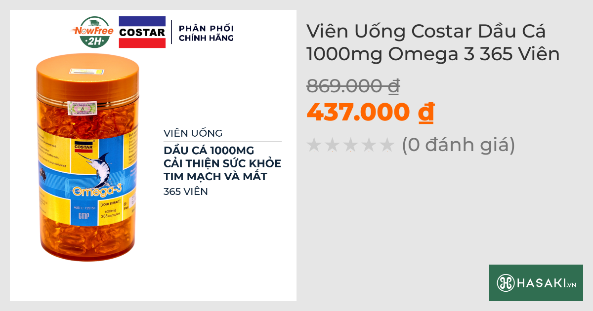 Viên Uống Costar Dầu Cá 1000mg Omega 3 365 Viên