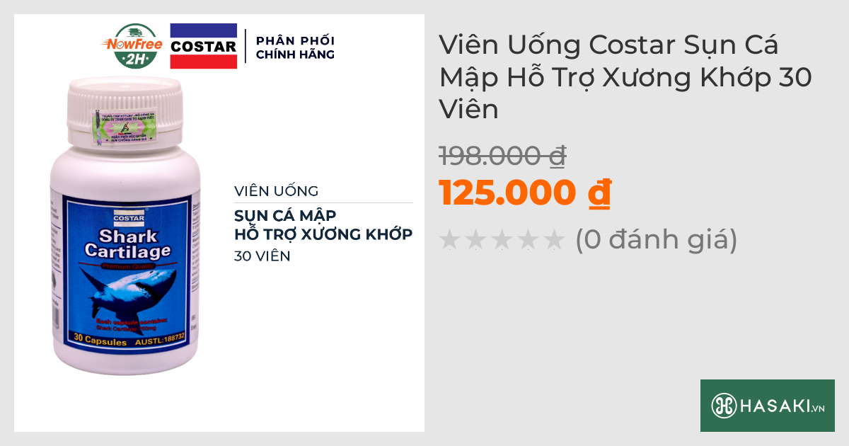 Viên Uống Costar Sụn Cá Mập Hỗ Trợ Xương Khớp 30 Viên