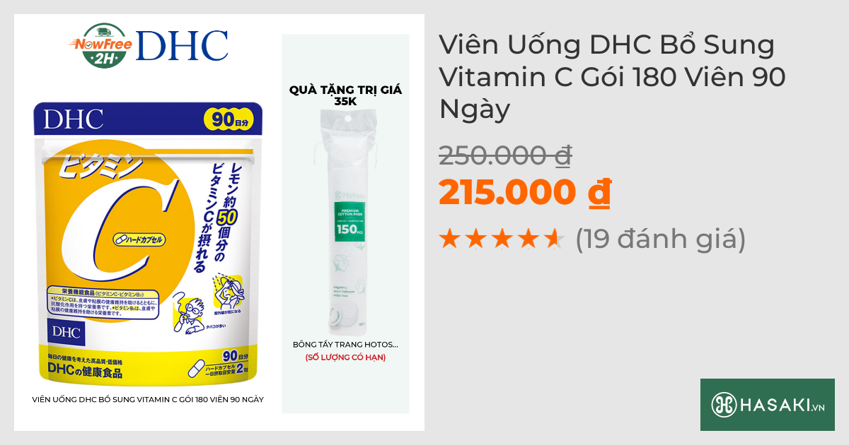 Thực Phẩm Bảo Vệ Sức Khỏe DHC Dạng Viên Uống Bổ Sung Vitamin C 90 Ngày