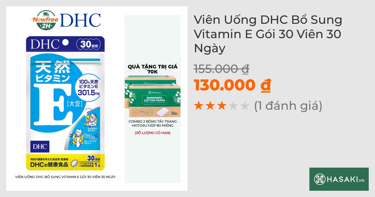 Thực Phẩm Bảo Vệ Sức Khỏe DHC Viên Uống Bổ Sung Vitamin E 30 Ngày