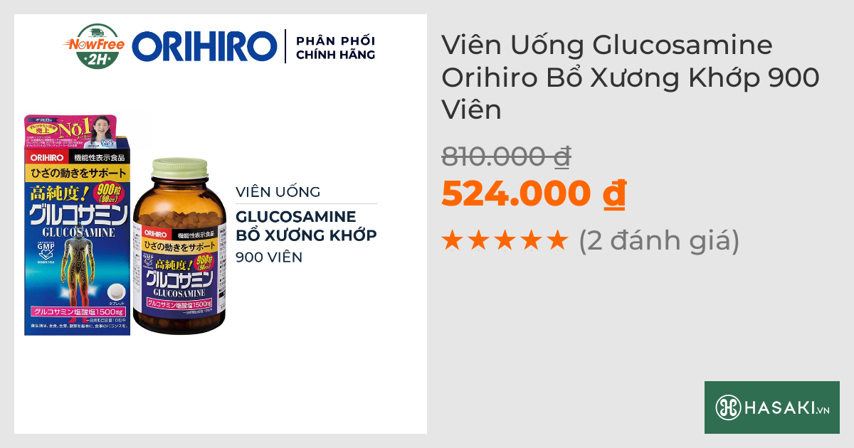 Viên Uống Glucosamine Orihiro Hỗ Trợ Xương Khớp 900 Viên