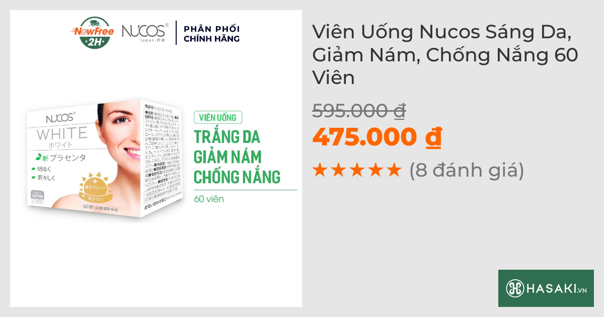 Viên Uống Nucos Sáng Da, Giảm Nám, Chống Nắng 60 Viên