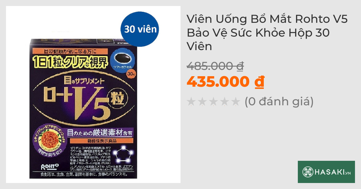 Viên Uống Bổ Mắt Rohto V5 Bảo Vệ Sức Khỏe Hộp 30 Viên