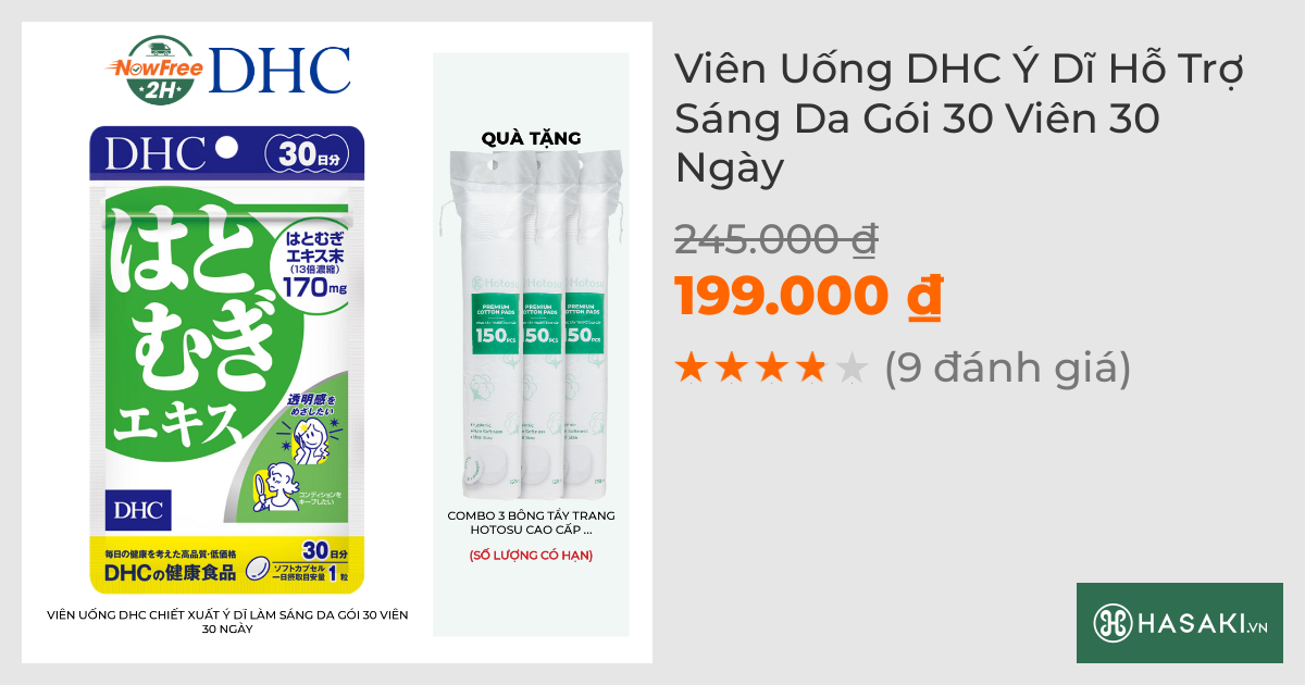 Thực Phẩm Bảo Vệ Sức Khỏe DHC Dạng Viên Uống Hỗ Trợ Sáng Da 30 Ngày