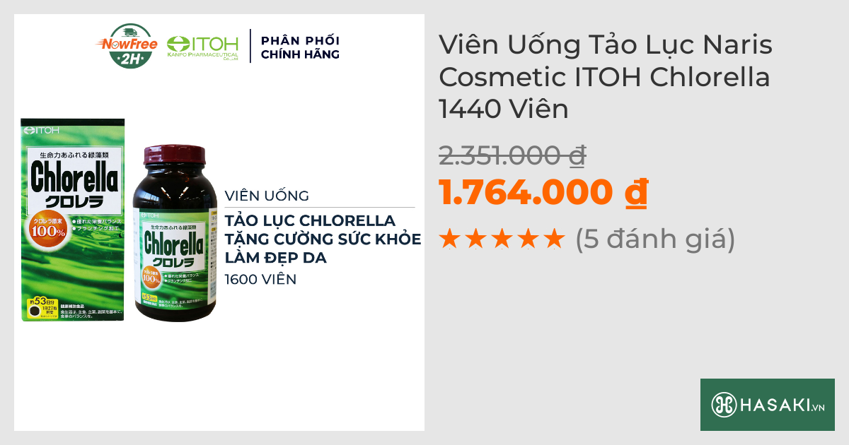 Viên Uống Tảo Lục Naris Cosmetic ITOH Chlorella 1440 Viên