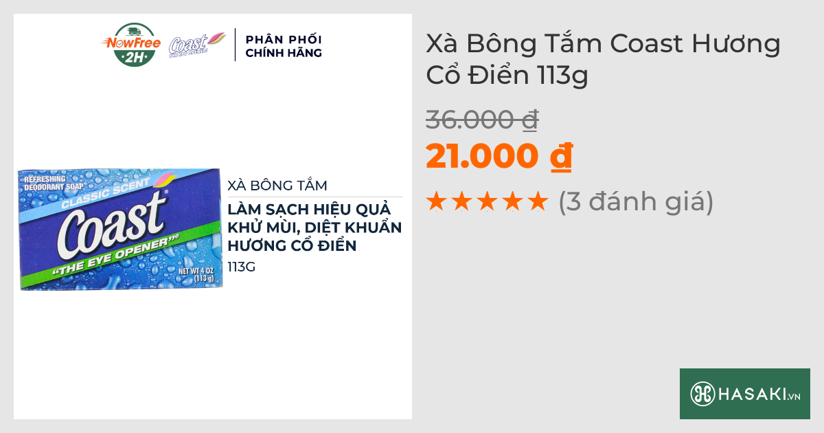 Xà Bông Tắm Coast Hương Cổ Điển 113g