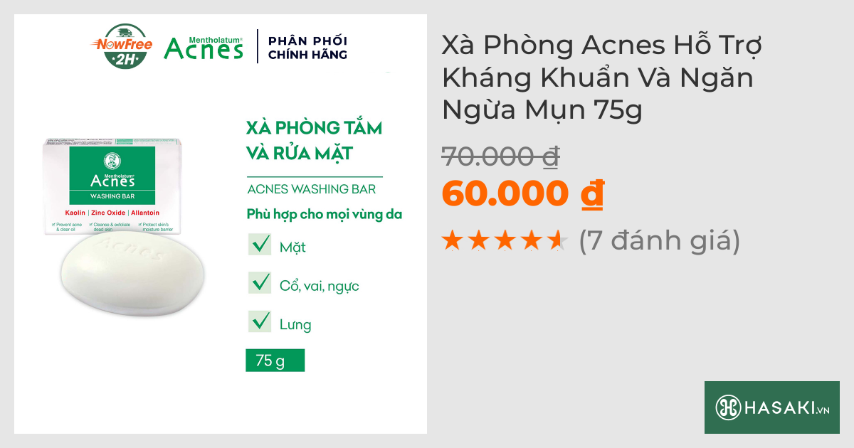 Xà Phòng Acnes Hỗ Trợ Kháng Khuẩn Và Ngăn Ngừa Mụn 75g