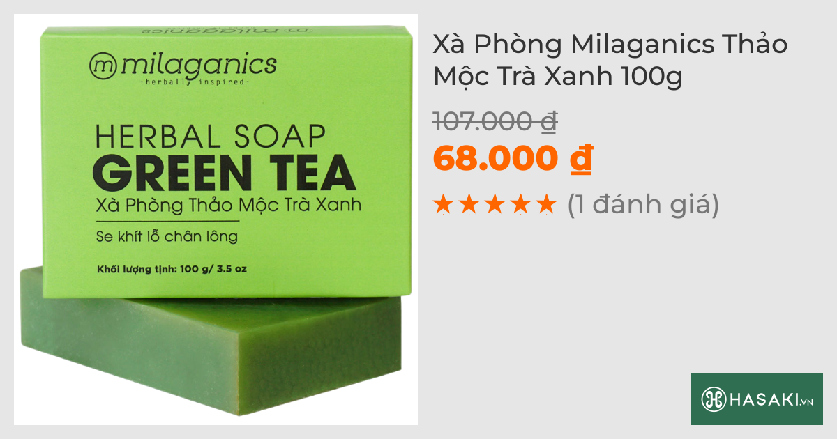 Xà Phòng Milaganics Thảo Mộc Trà Xanh 100g