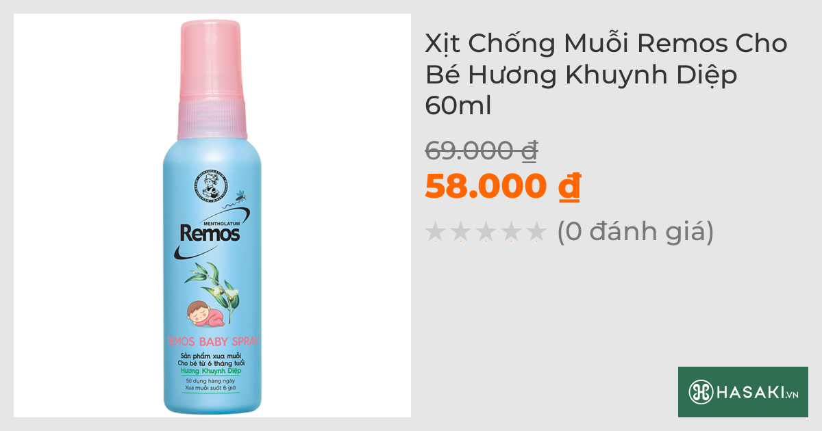 Xịt Chống Muỗi Remos Cho Bé Hương Khuynh Diệp 60ml