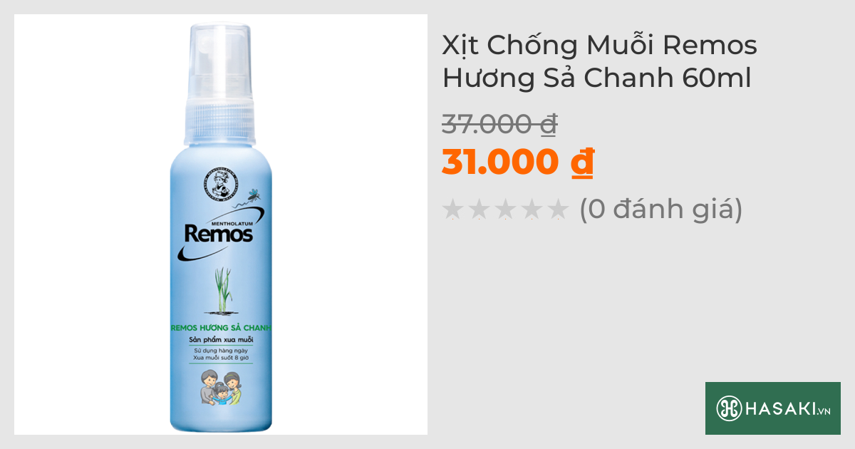 Xịt Chống Muỗi Remos Hương Sả Chanh 60ml