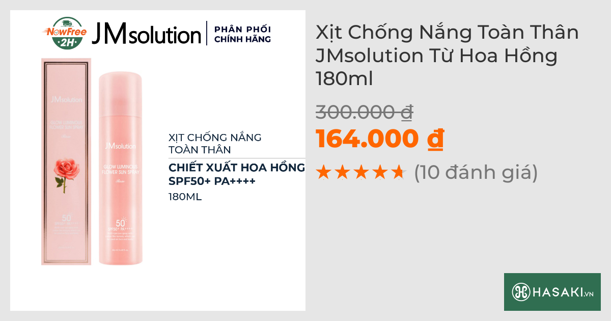 Xịt Chống Nắng Toàn Thân JMsolution Từ Hoa Hồng 180ml