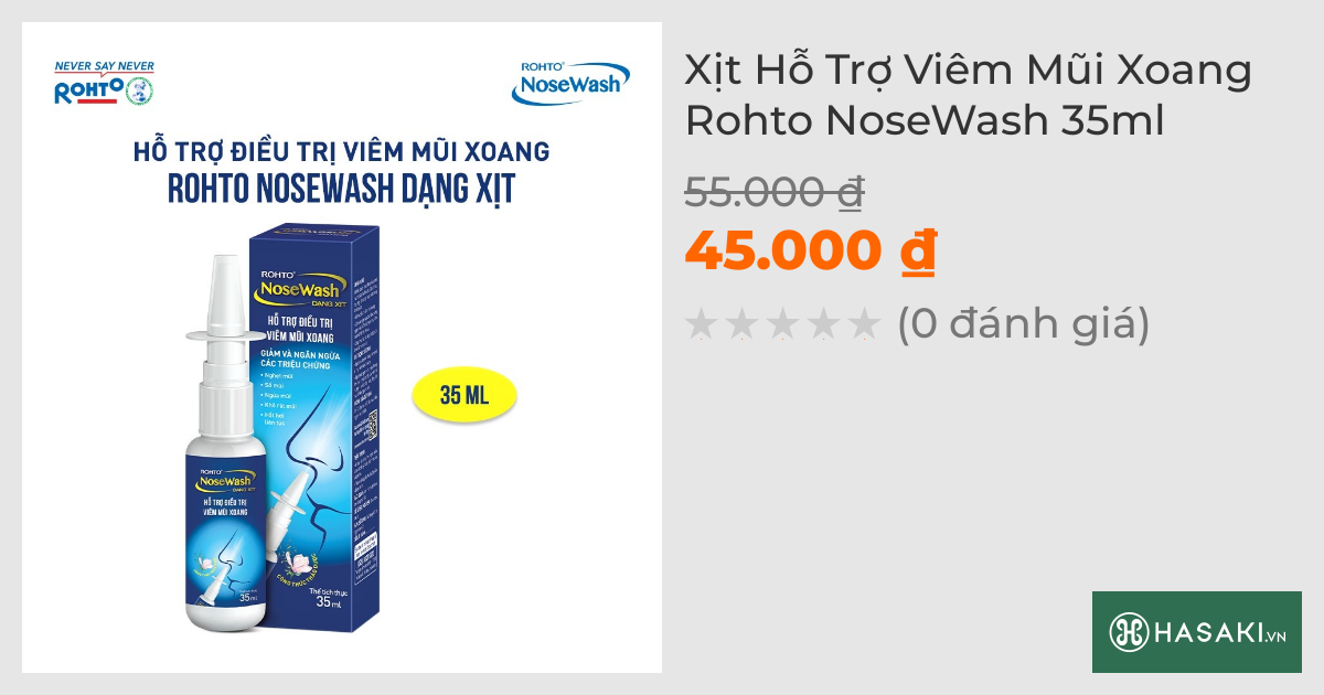 Xịt Hỗ Trợ Viêm Mũi Xoang Rohto NoseWash 35ml