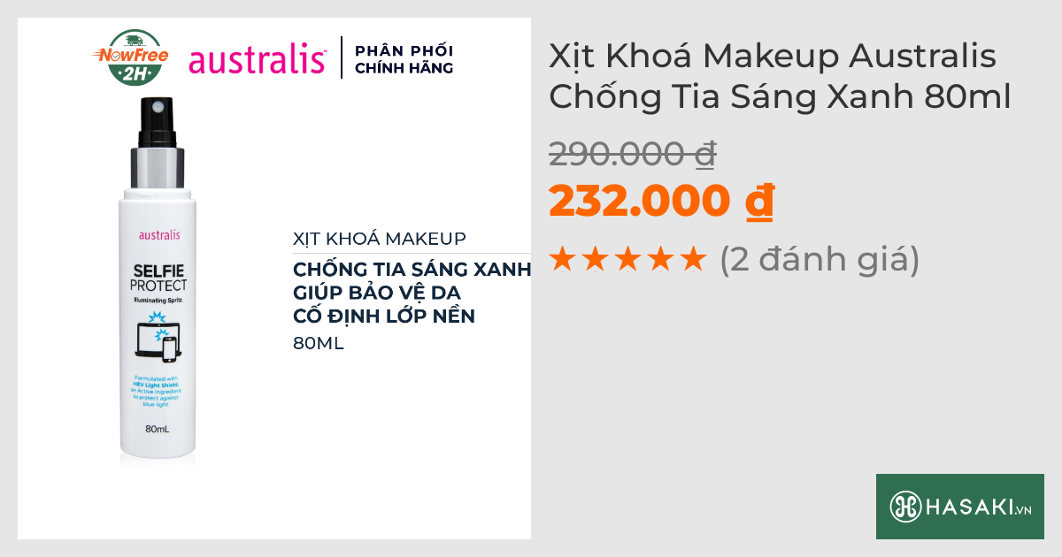 Xịt Khoá Makeup Australis Chống Tia Sáng Xanh 80ml