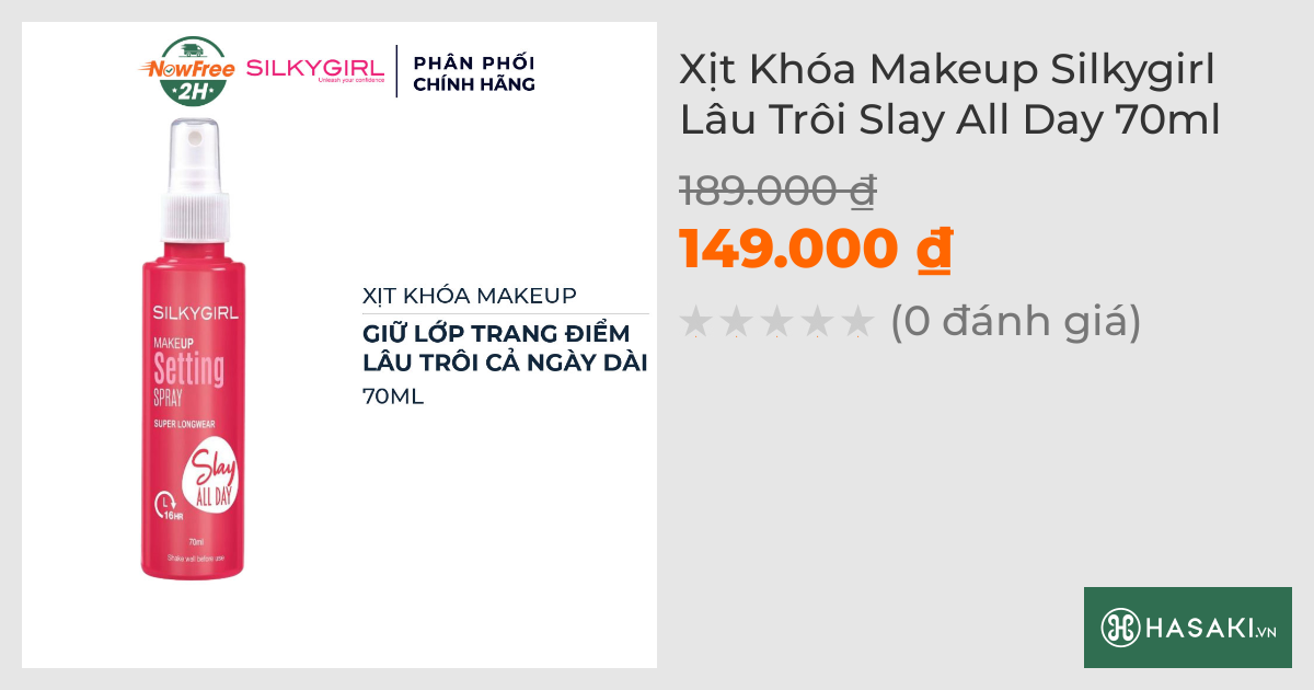 Xịt Khóa Makeup Silkygirl Lâu Trôi Slay All Day 70ml