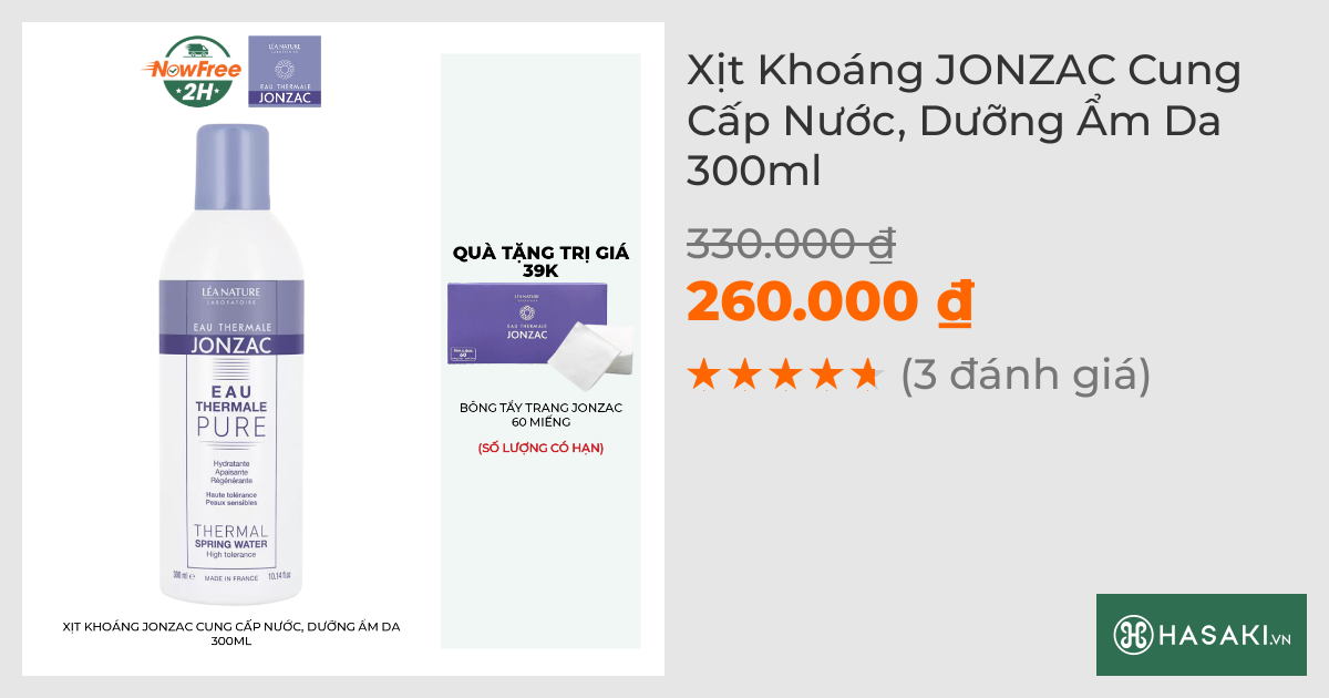 Xịt Khoáng JONZAC Cung Cấp Nước, Dưỡng Ẩm Da 300ml