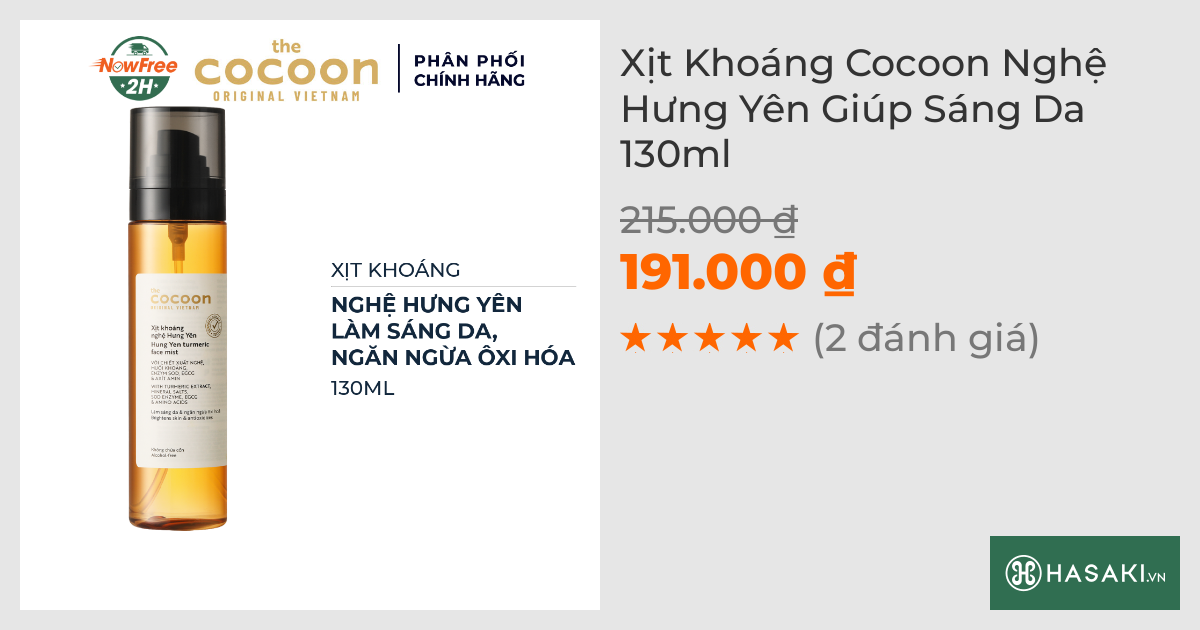 Xịt Khoáng Cocoon Nghệ Hưng Yên Giúp Sáng Da 130ml