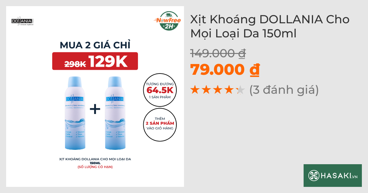 Xịt Khoáng DOLLANIA Cho Mọi Loại Da 150ml