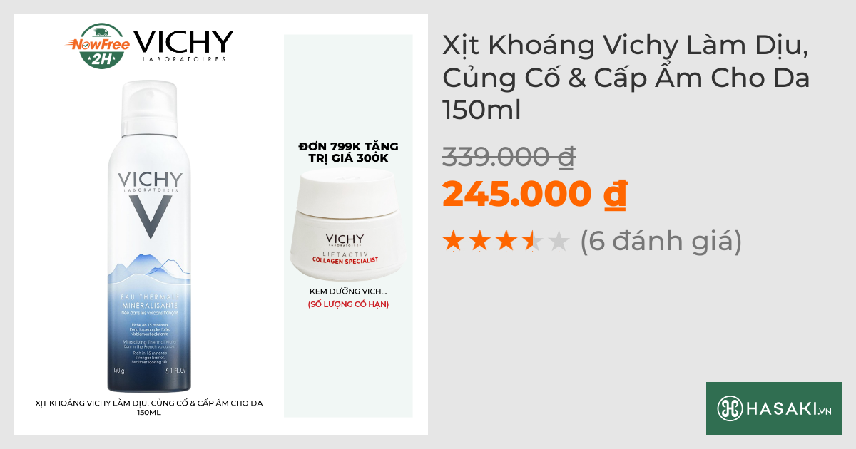 Xịt Khoáng Vichy Làm Dịu, Củng Cố & Cấp Ẩm Cho Da 150ml