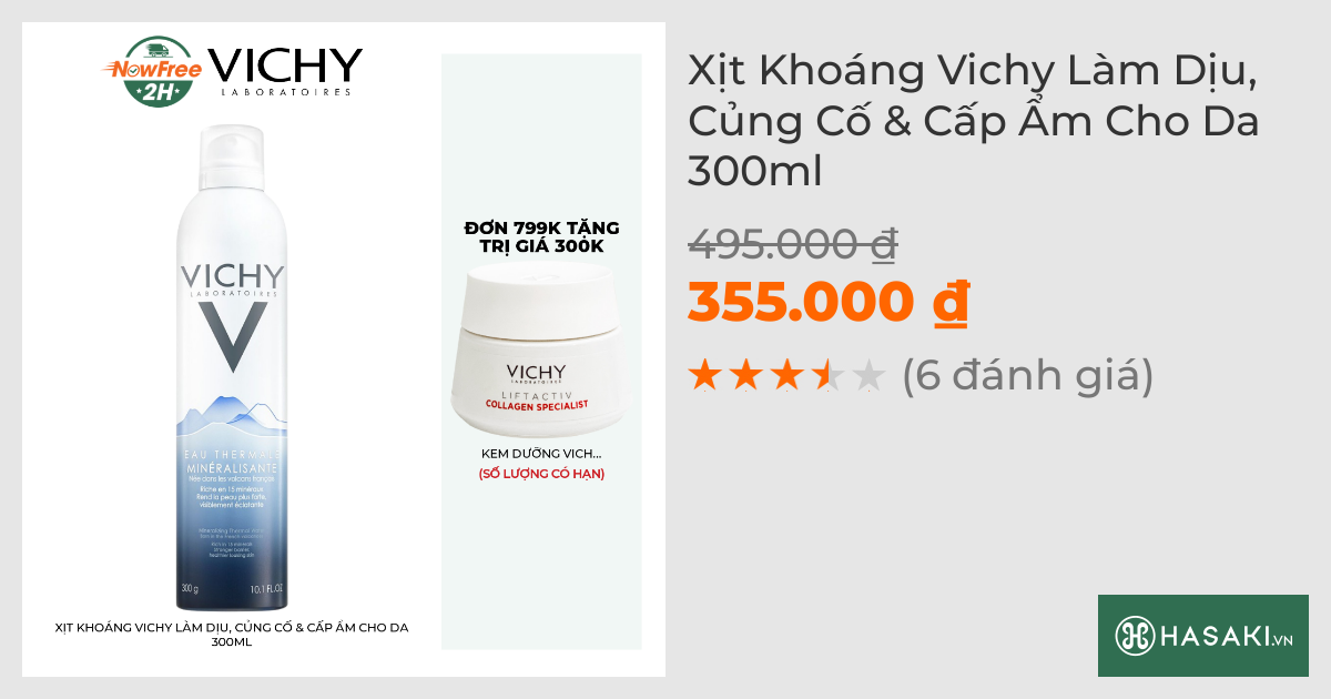 Xịt Khoáng Vichy Làm Dịu, Củng Cố & Cấp Ẩm Cho Da 300ml