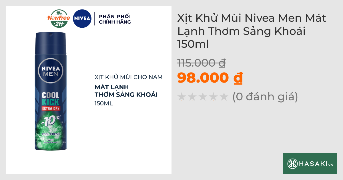 Xịt Khử Mùi Nivea Men Mát Lạnh Thơm Sảng Khoái 150ml