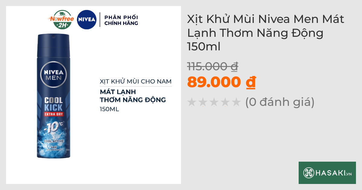 Xịt Khử Mùi Nivea Men Mát Lạnh Thơm Năng Động 150ml