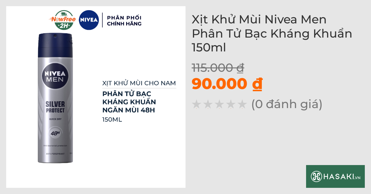 Xịt Khử Mùi Nivea Men Phân Tử Bạc Kháng Khuẩn 150ml