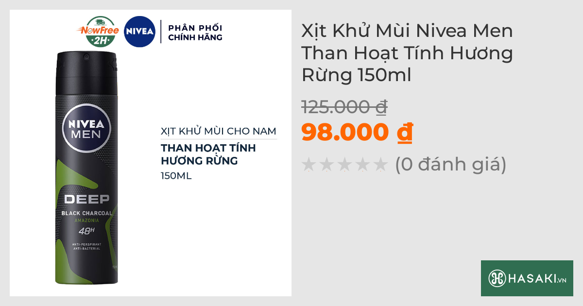 Xịt Ngăn Mùi Nivea Men Than Hoạt Tính Hương Rừng 150ml