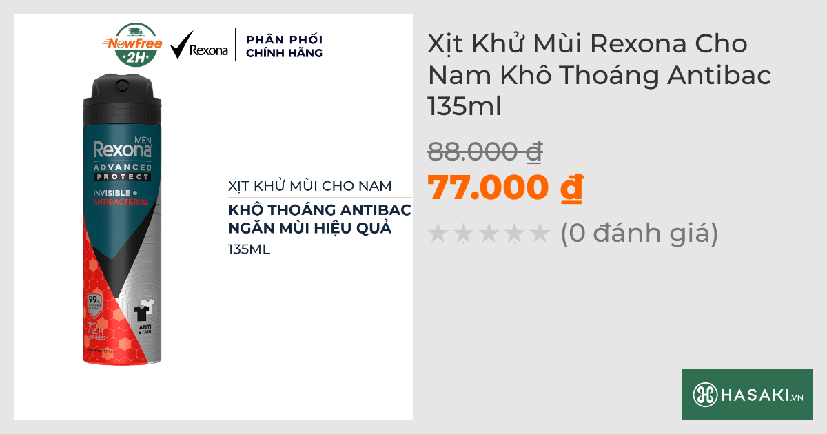 Xịt Khử Mùi Rexona Cho Nam Khô Thoáng Antibac 135ml