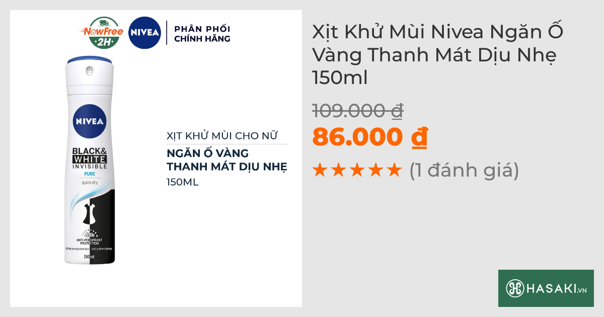 Xịt Khử Mùi Nivea Ngăn Ố Vàng Thanh Mát Dịu Nhẹ 150ml