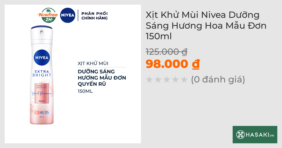 Xịt Khử Mùi Nivea Dưỡng Sáng Hương Hoa Mẫu Đơn 150ml