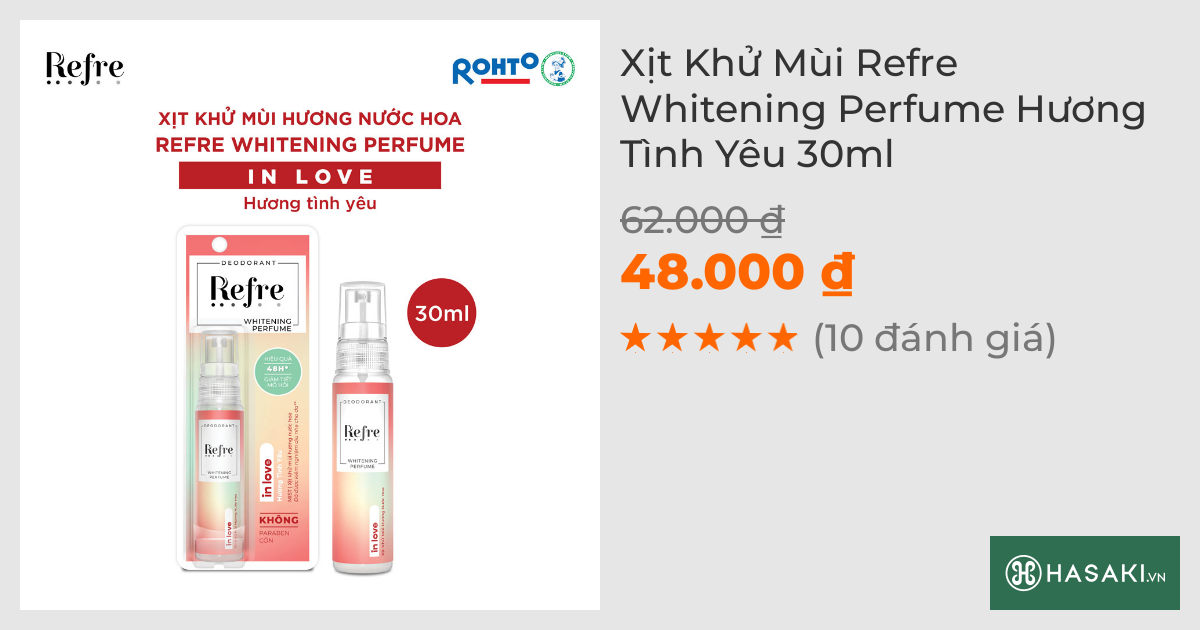 Xịt Khử Mùi Refre Whitening Perfume Hương Tình Yêu 30ml