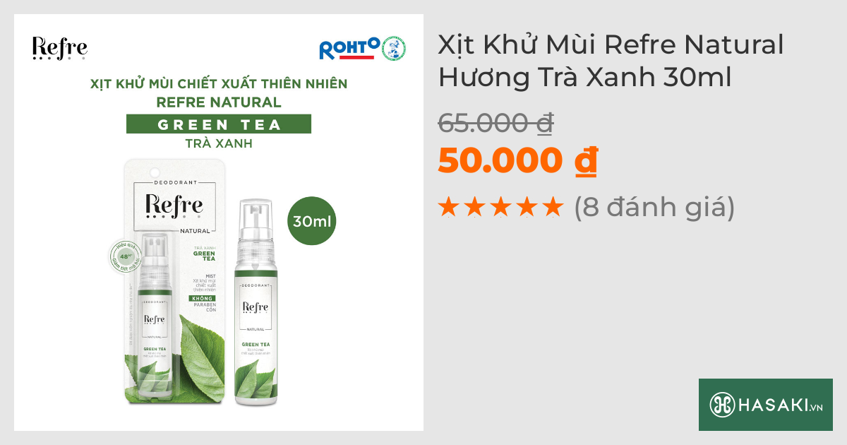 Xịt Khử Mùi Refre Natural Hương Trà Xanh 30ml