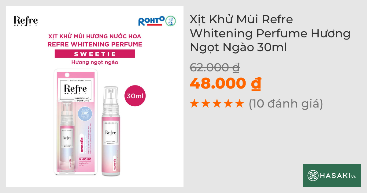 Xịt Khử Mùi Refre Whitening Perfume Hương Ngọt Ngào 30ml