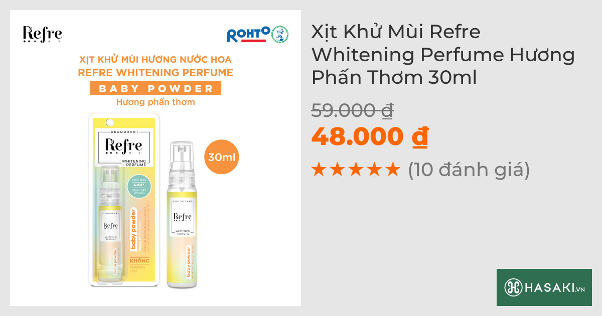 Xịt Khử Mùi Refre Whitening Perfume Hương Phấn Thơm 30ml