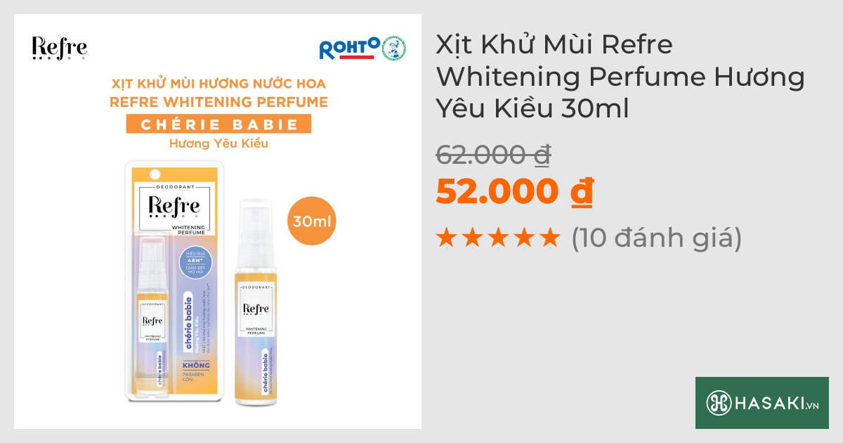 Xịt Khử Mùi Refre Whitening Perfume Hương Yêu Kiều 30ml