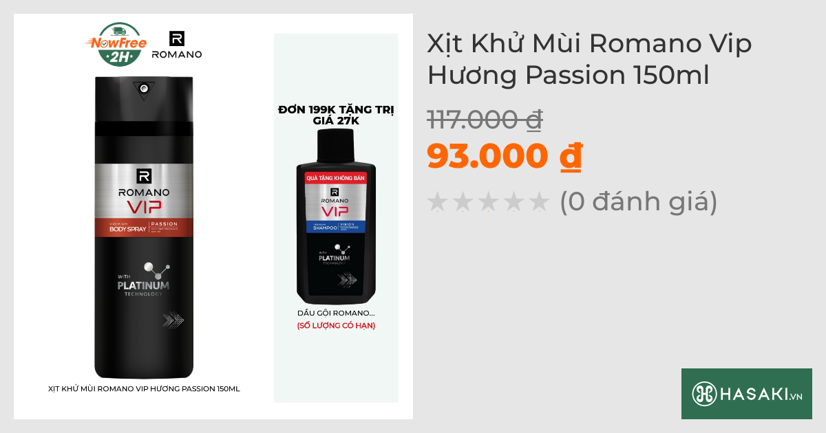 Xịt Khử Mùi Romano Vip Hương Passion 150ml