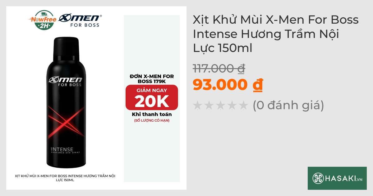 Xịt Khử Mùi X-Men For Boss Intense Hương Trầm Nội Lực 150ml