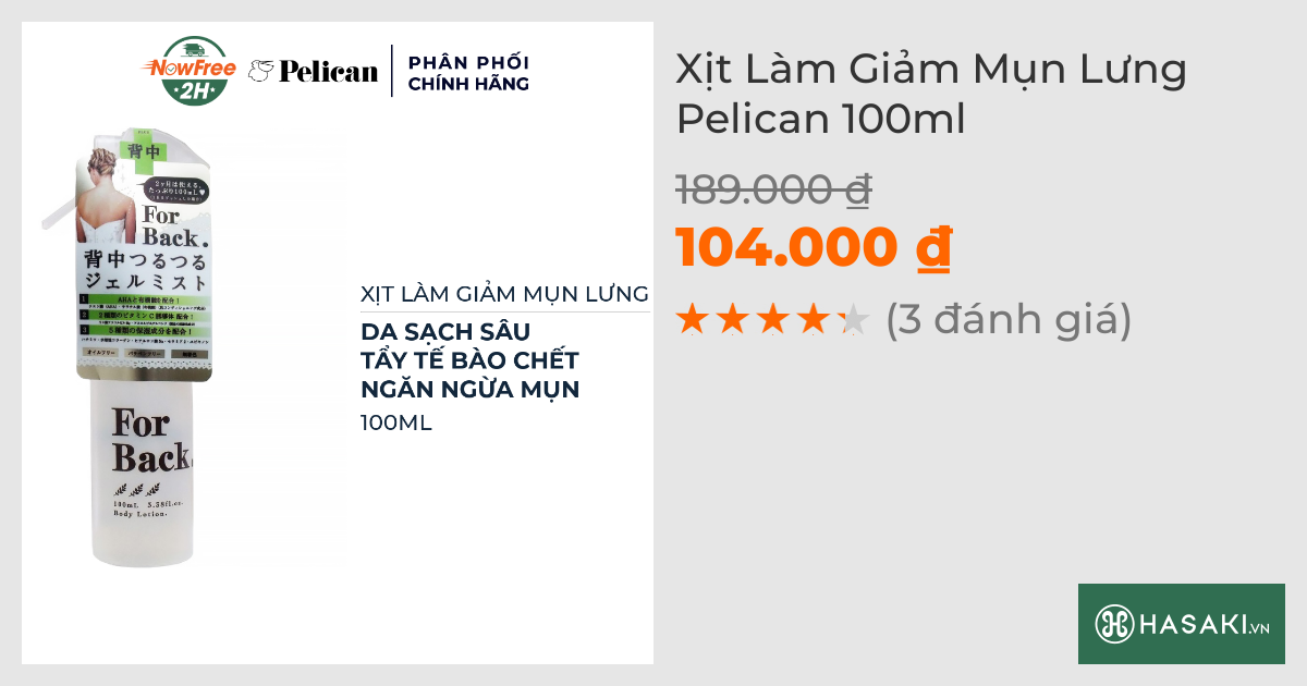 Xịt Làm Giảm Mụn Lưng Pelican 100ml