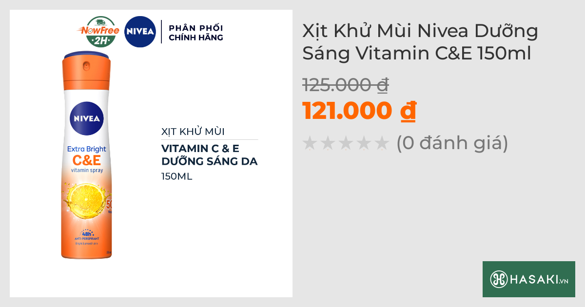 Xịt Khử Mùi Nivea Dưỡng Sáng Vitamin C&E 150ml