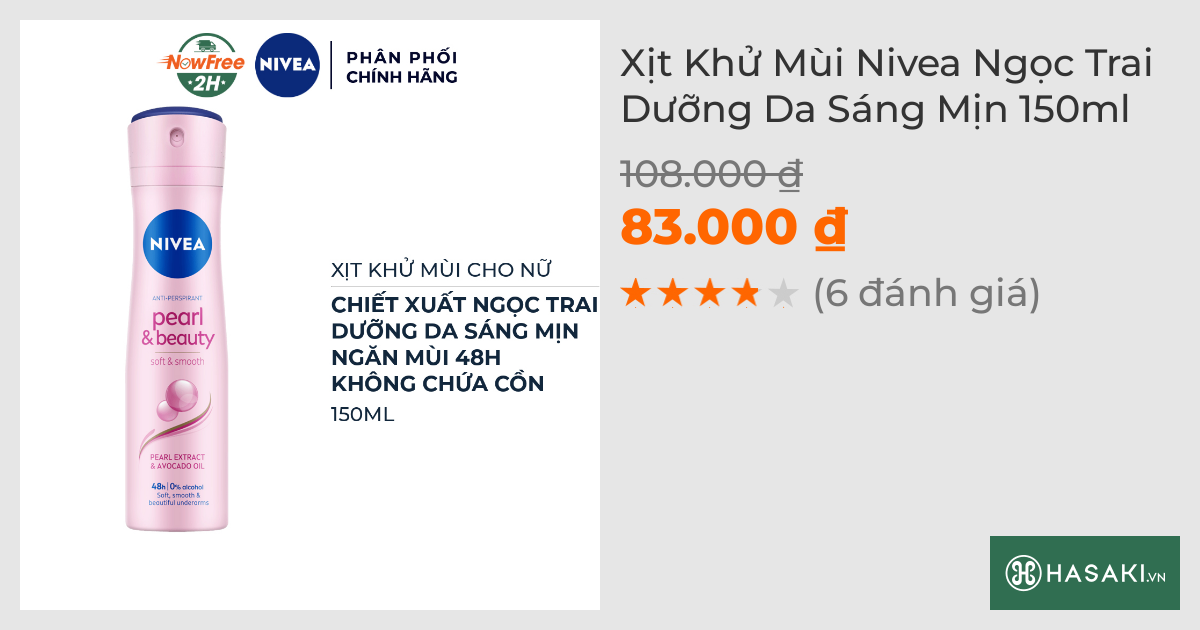 Xịt Khử Mùi Nivea Ngọc Trai Dưỡng Da Sáng Mịn 150ml