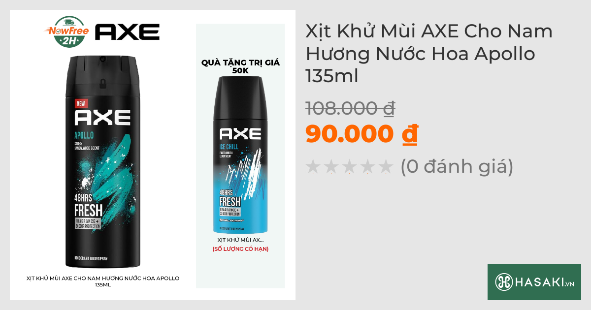 Xịt Khử Mùi AXE Cho Nam Hương Nước Hoa Apollo 135ml