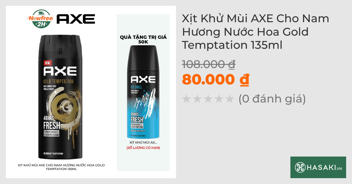 Xịt Khử Mùi AXE Cho Nam Hương Nước Hoa Gold Temptation 135ml