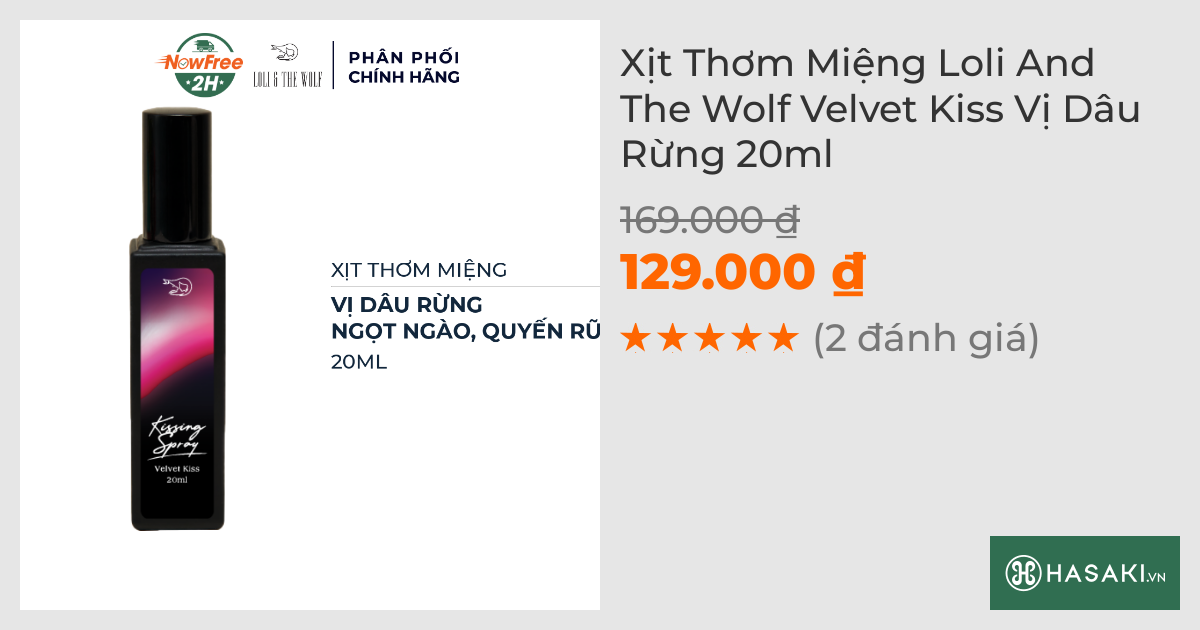 Xịt Thơm Miệng Loli And The Wolf Velvet Kiss Vị Dâu Rừng 20ml