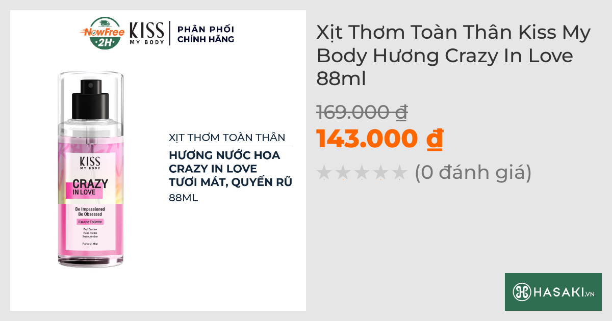 Xịt Thơm Toàn Thân Kiss My Body Crazy In Love 88ml