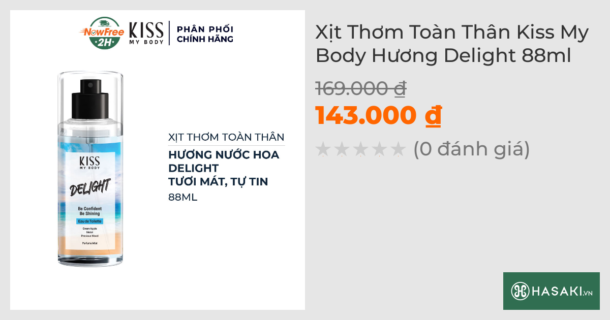 Xịt Thơm Toàn Thân Kiss My Body Delight 88ml