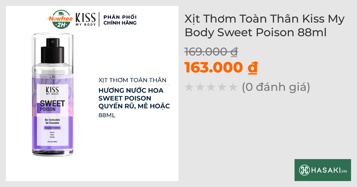 Xịt Thơm Toàn Thân Kiss My Body Sweet Poison 88ml