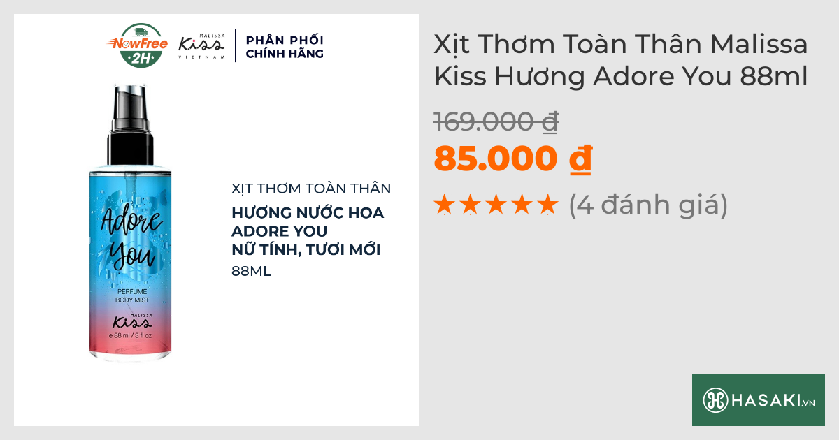 Xịt Thơm Toàn Thân Malissa Kiss Hương Adore You 88ml