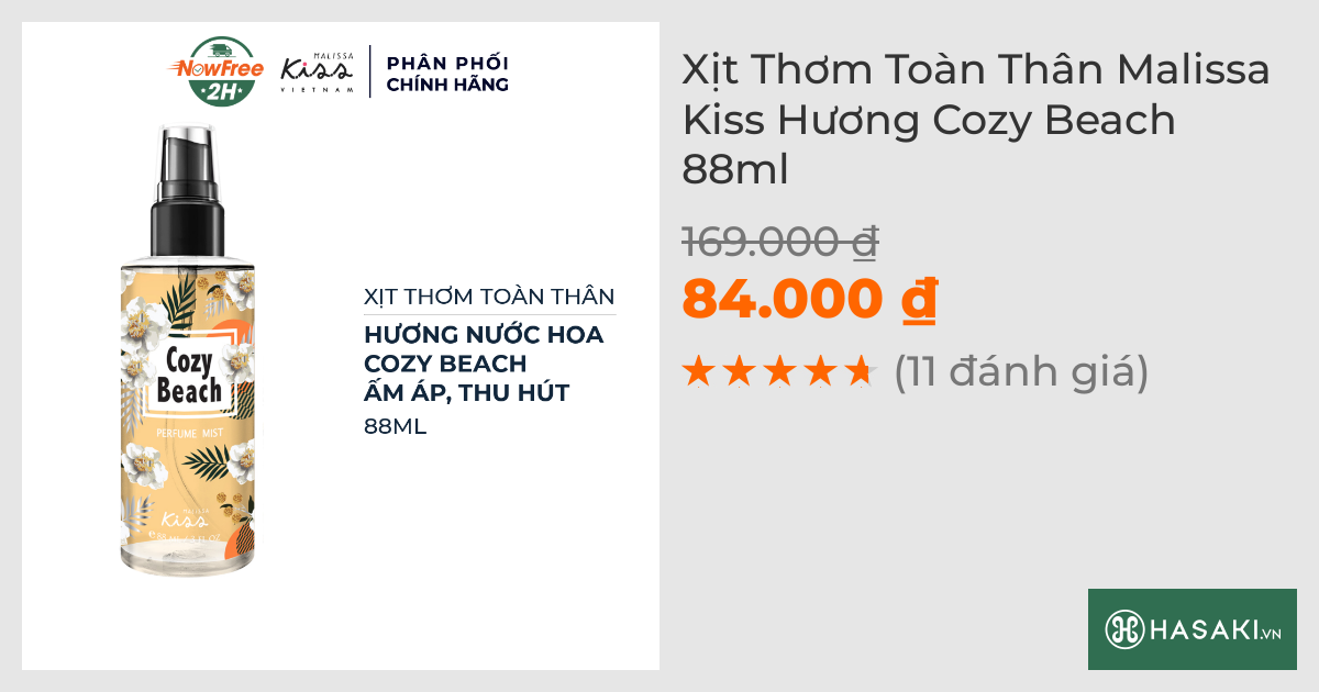 Xịt Thơm Toàn Thân Malissa Kiss Hương Cozy Beach 88ml