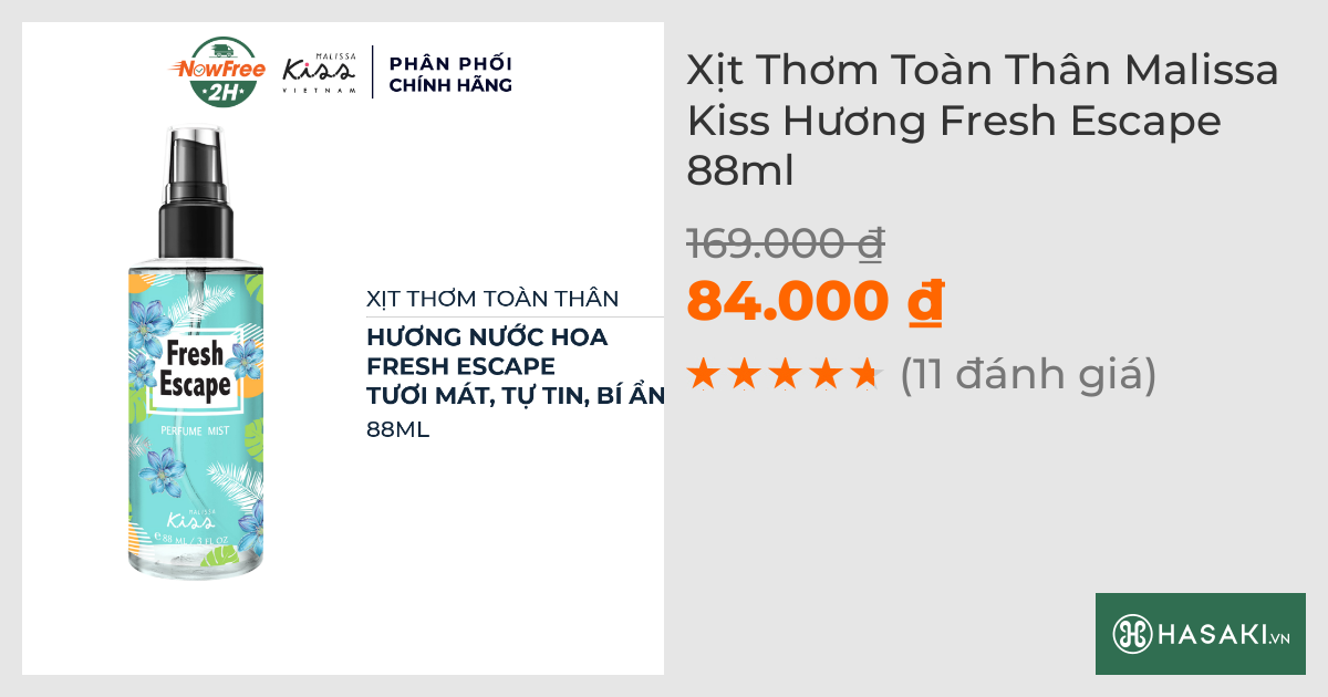 Xịt Thơm Toàn Thân Malissa Kiss Hương Fresh Escape 88ml